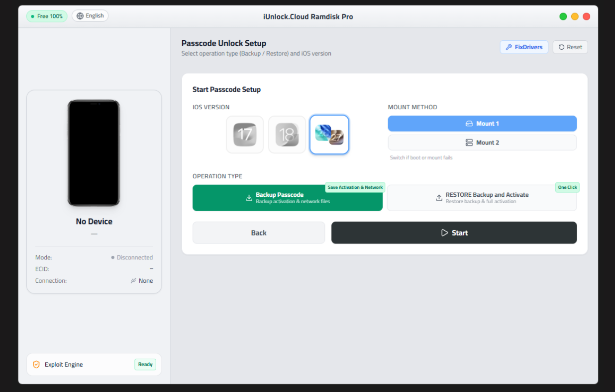 iUnlock Ramdisk Pro - Passcode Unlock Setup (Backup & Restore with Signal)